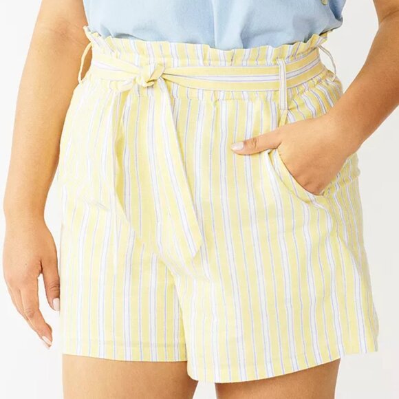 Draper James Pants - Draper James Yellow Striped High Waist Shorts